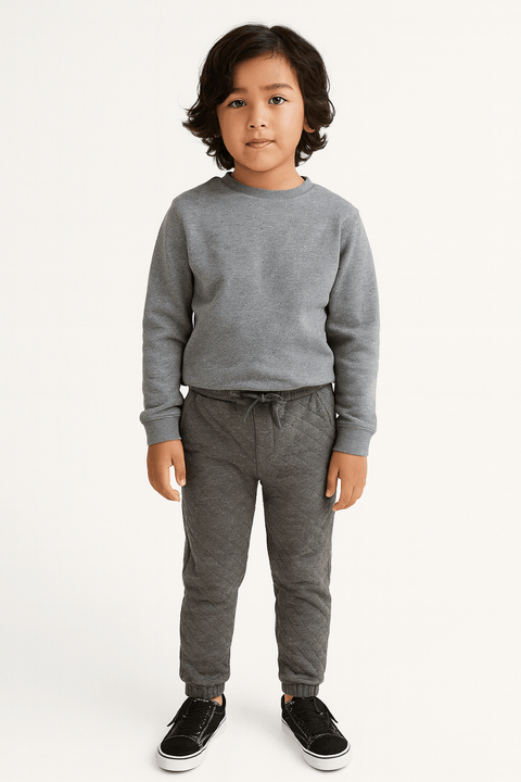 POMPdeLUX Boy's Dark Grey Liva Quilted Joggers |POMPdeLUX in Lebanon