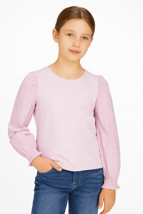 POMPdeLUX Girl's Lilac Long-Sleeve Blouse |POMPdeLUX in Lebanon