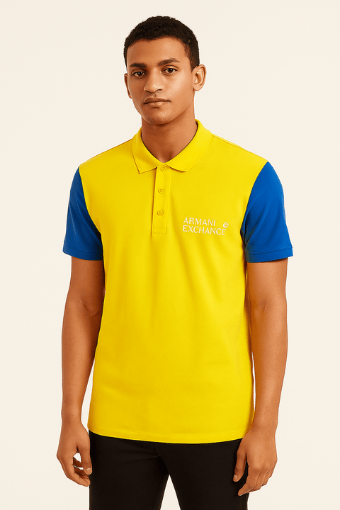 AX Armani Exchange Men's Blue/Yellow/Black Polo T-shirt ABF4621
