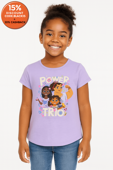 Disney Girl's Purple Encanto Power Trio Short Sleeve T-shirt | Disney In Lebanon