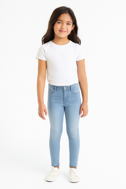 POMPdeLUX Girl's Blue Straight Denim Jeans | POMPdeLUX in Lebanon