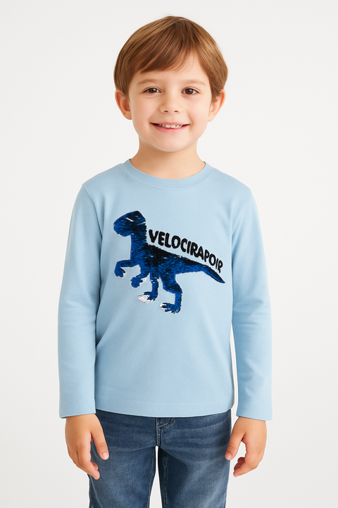 Sinsay Boy's Pale Blue Long Sleeve Blouse With Sequins | Sinsay In Lebanon