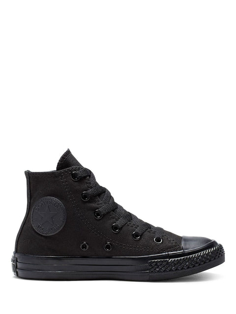 Black high-top sneaker on a white background