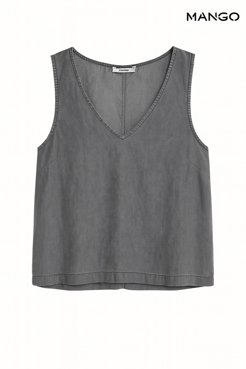 Mango Women's Grey Sleeveless Blouse| Mango in Lebanon