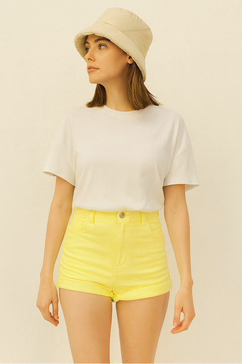 Forever 21 Women's Yellow Velvet Ribbed Short | Forever 21 In Lebanon