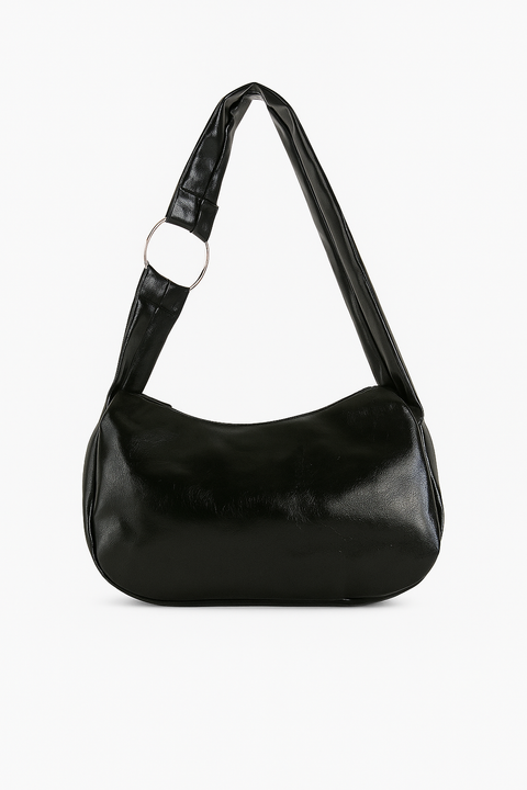 Reserved Women's Black Leather With Silver Accessory Shoulder Bag |Reserved In Lebanon