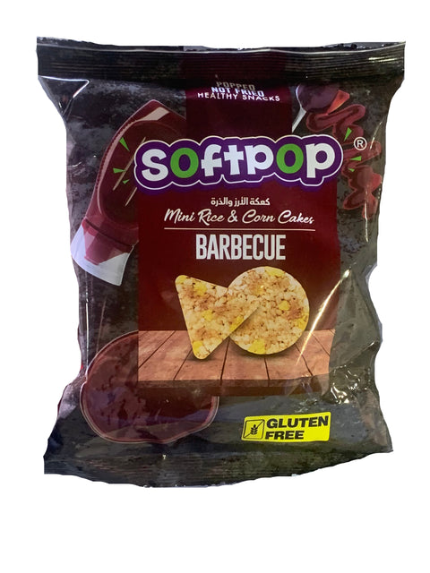 Packaged barbecue flavored soft pop with visible branding on a gray surface