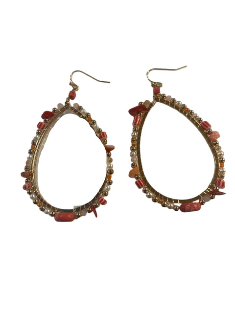 SD Women's Multicolor Hoop Pearl Stones Earrings |SD in Lebanon