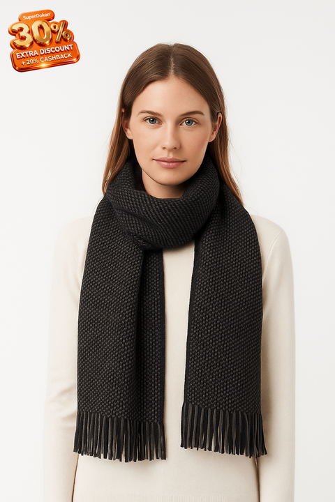 H&M Men's Black Checkered Knitted Scarf | H&M In Lebanon