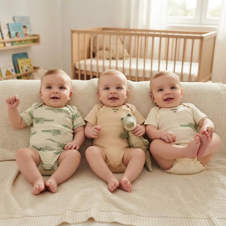 Sinsay Baby Boy's Multicolor Crocodile Print Pack Of 3 Short-Sleeves Bodysuit