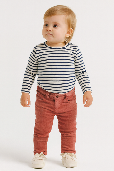 Boboli Baby Girl's Brick Red Velvet Pants| Boboli in Lebanon