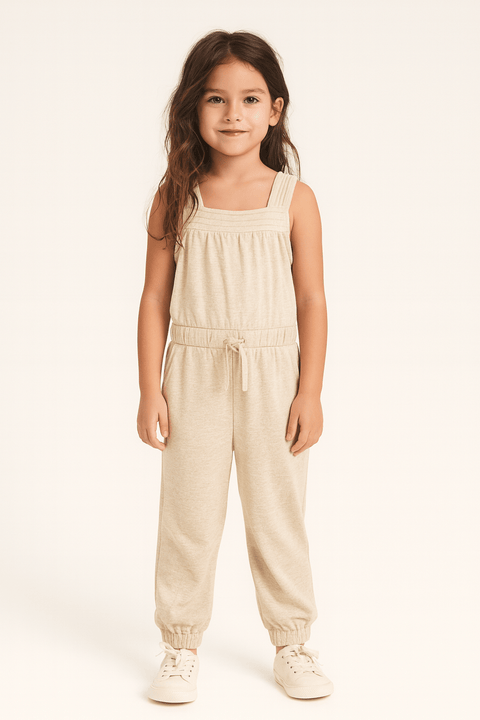 POMPdeLUX Girl's Beige Sleeveless Jumpsuit |POMPdeLUX in Lebanon