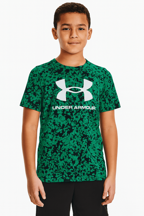 Under Armour Boy's Green Camo Logo Printed T-Shirt |Under Armour In Lebanon