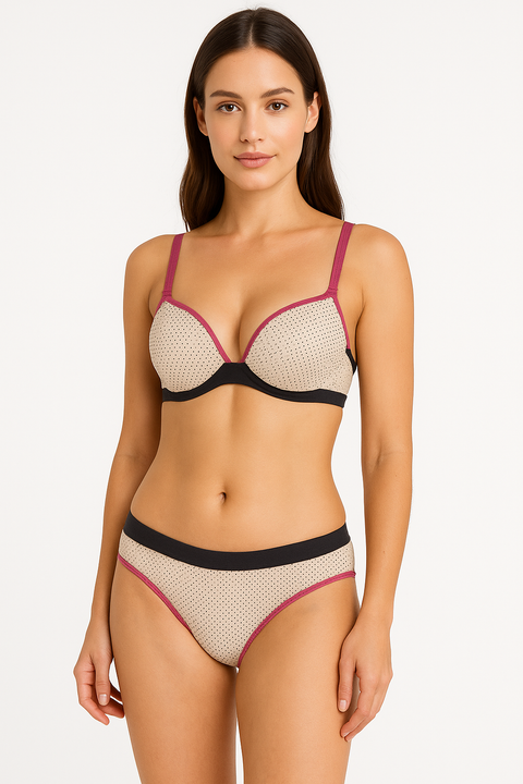 Demar Women's Black & White Dotted Printed Underwear Set | Demar In Lebanon