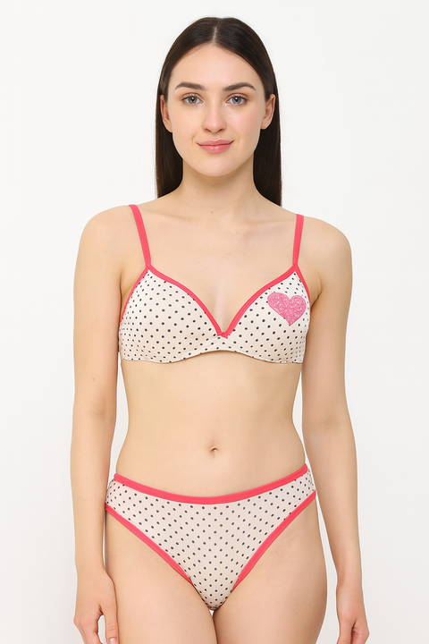 Demar Women's White Dotted Underwear Set | Demar In Lebanon