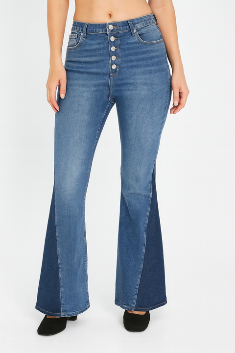 Forever 21 Women's Blue Mid Rise Slim Fit Bootcut Jeans | Forever 21 In Lebanon