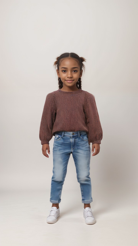 POMPdeLUX Girl's Stripped Brown Long-Sleeve Blouse | POMPdeLUX In Lebanon