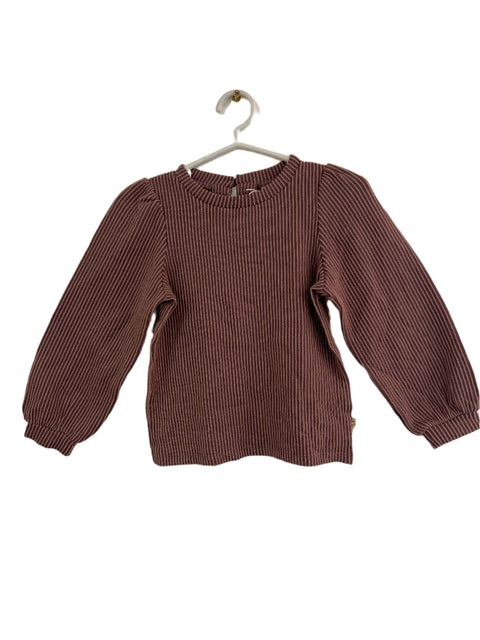 POMPdeLUX Girl's Stripped Brown Long-Sleeve Blouse | POMPdeLUX In Lebanon