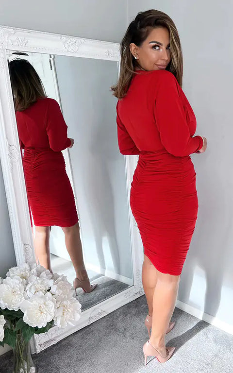AX Paris Women's Red Dress DA1133 FE1157 (shr)