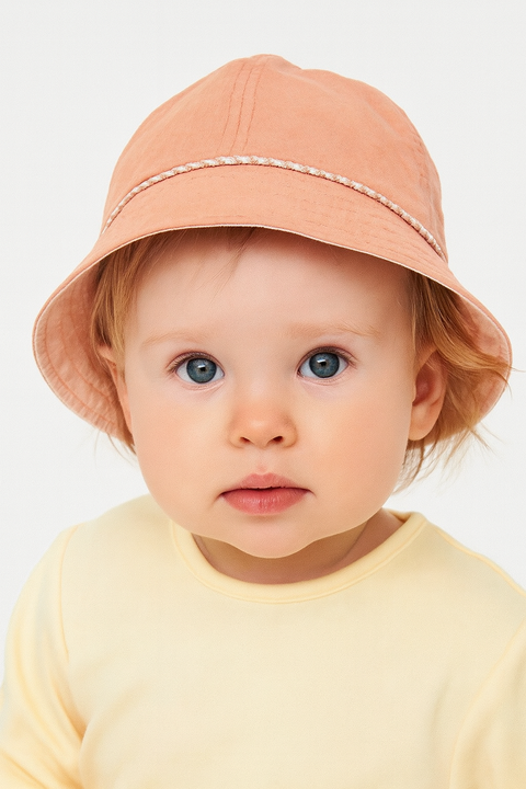 Reserved Baby Girl's Light Orange Reversible Cotton Hat | Reserved In Lebanon