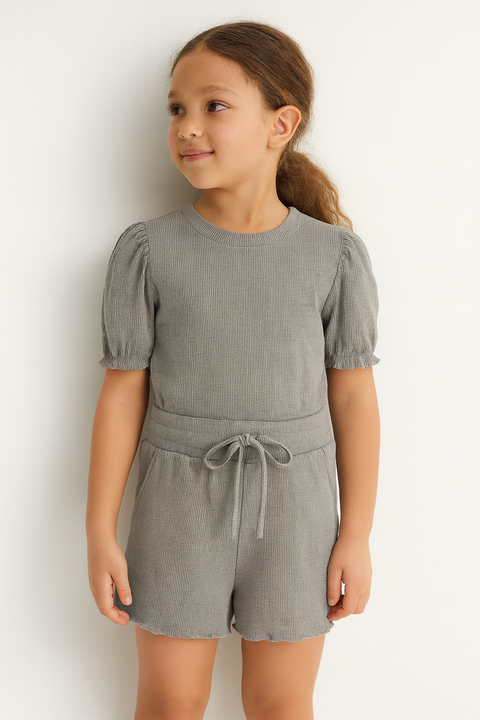 POMPdeLUX Girl's Grey Shorts Set | POMPdeLUX in Lebanon