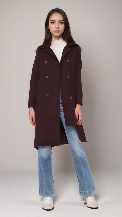 Leger Women's Decadent Chocolate Long-Sleeve Coat |Leger in Lebanon
