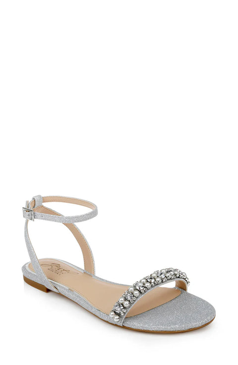 Jewel Badgley Mischka Badgley Mischka Women's Silver Glitter Daria Embellished Sandals | Jewel Badgley Mischka in Lebanon