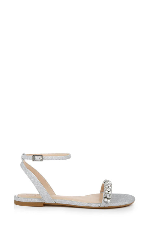 Jewel Badgley Mischka Badgley Mischka Women's Silver Glitter Daria Embellished Sandals | Jewel Badgley Mischka in Lebanon