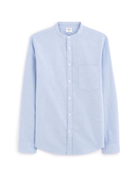 Celio Men's Light Blue Regular Mao Collar Oxford Cotton Shirt | Celio In Lebanon
