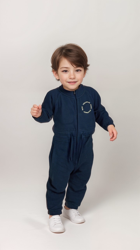 POMPdeLUX Baby Boy's Navy Blue  Alex LT Fleece Jumpsuit  |POMPdeLUX in Lebanon