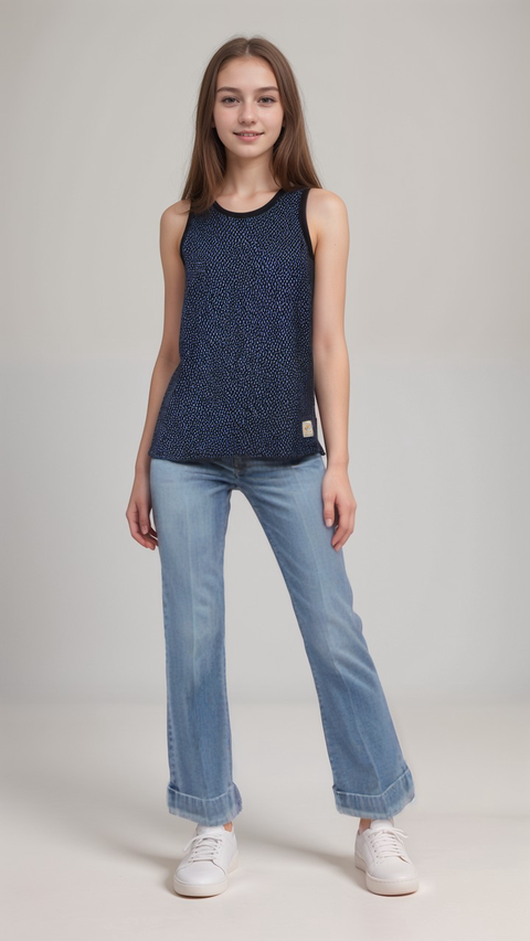 POMPdeLUX Girl's Navy Blue Carl Tank Top| POMPdeLUX in Lebanon
