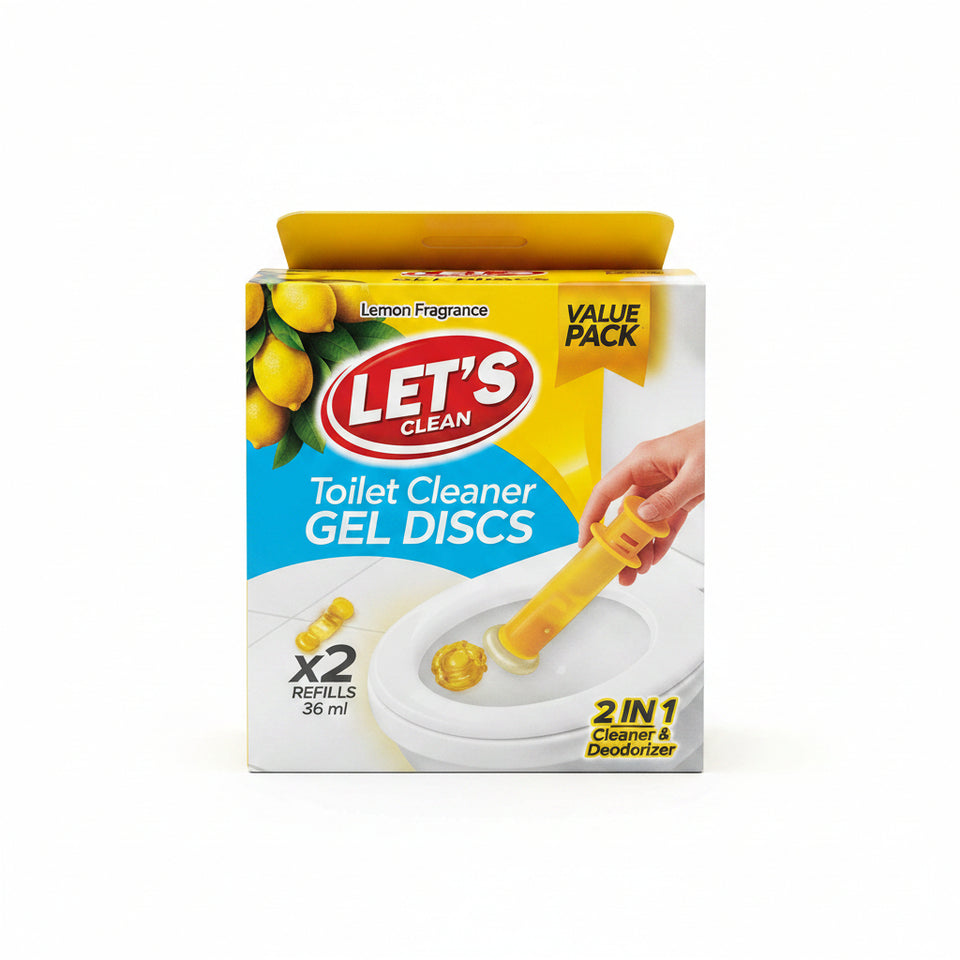 Let's Clean Toilet Cleaner Gel Discs Lemon Fragrance x2 Refills 36ml