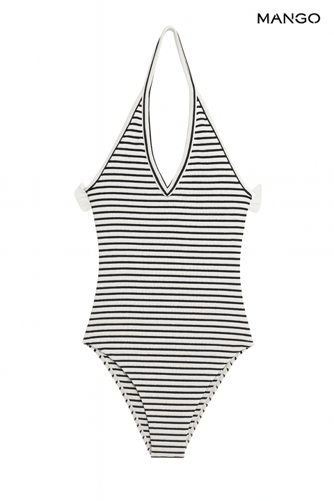 Mango Women's Black/White Striped Sleeveless Bodysuit| Mango in Lebanon