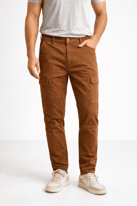 Celio Men's Camel Straight stretch Cargo Pants   | Celio in Lebanon