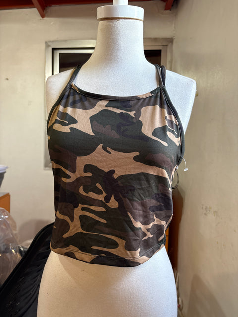 Jennyfer Women's Olive Green  Camo Print Tank Top     | Jennyfer in Lebanon