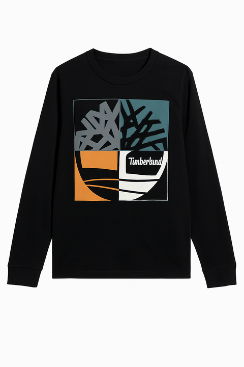 Timberland Boy's Black Tree Logo Long Sleeve Blouse | Timberland In Lebanon
