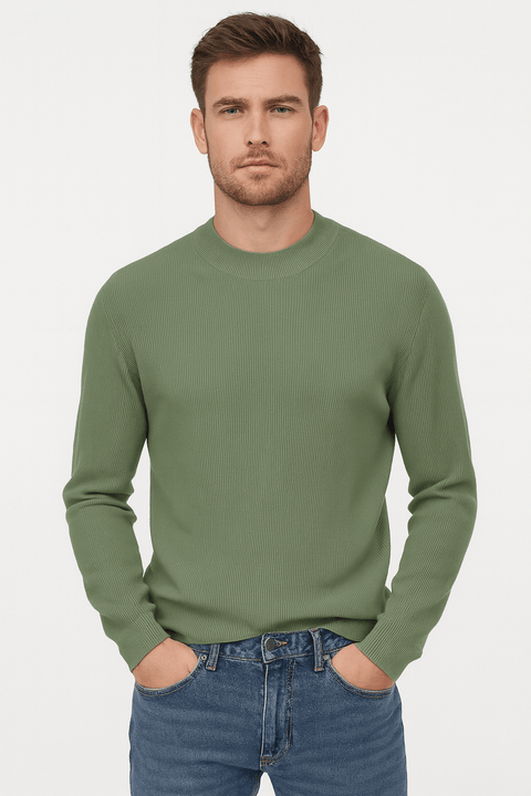 Jack & Jones Men's Khaki Green Mock Neck Blouse | Jack & Jones In Lebanon
