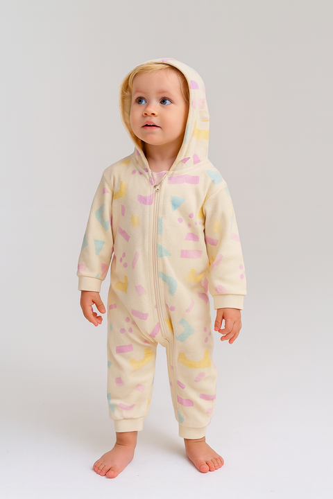 Sinsay Baby Girl's Beige Multi Long Sleeve Hooded Overall |Sinsay In Lebanon