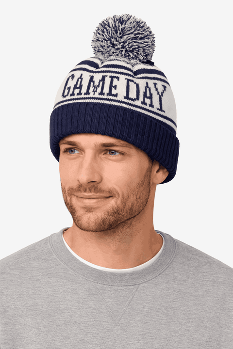 Isotoner Men's Navy & White Toque with Pompom Hat | Isotoner In Lebanon