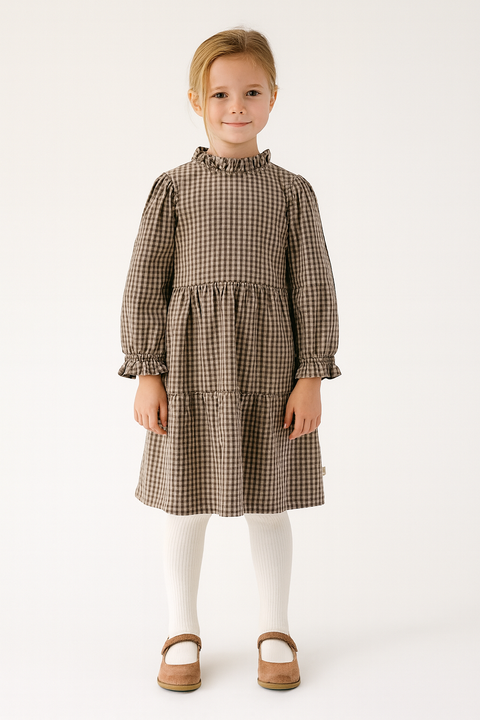 POMPdeLUX Girl's Brown/Pink Crowbar Dress |POMPdeLUX in Lebanon