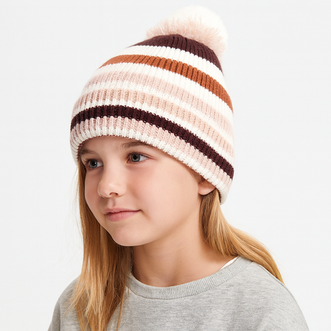 Reserved Girl's Brown Multicolor Knitted Hat | Reserved In Lebanon