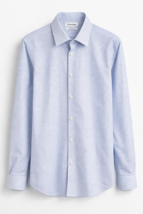 Calvin Klein Men's Blue & White Slim-Fit Stretch Shirt | Calvin Klein In Lebanon