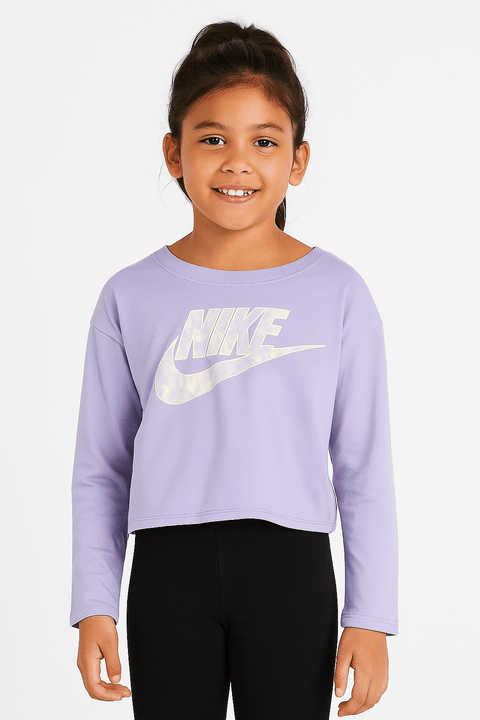 Nike Girl's Purple Crew Neck Long Sleeve Blouse |Nike In Lebanon