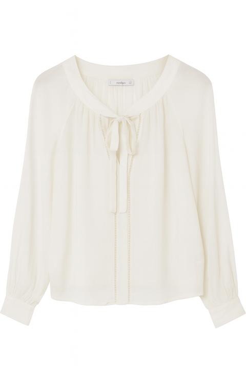 Mango Women's White Long-Sleeve Blouse| Mango in Lebanon