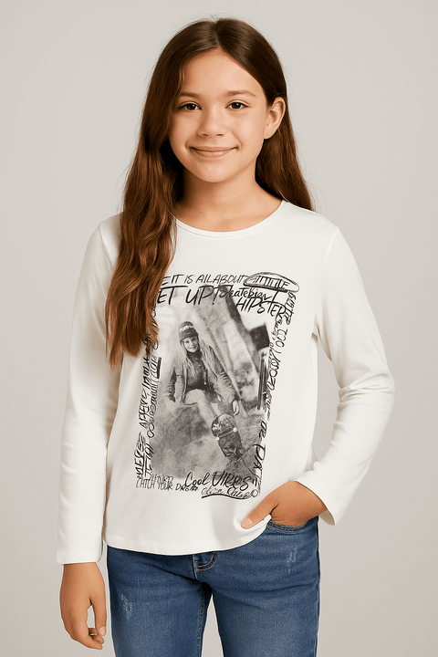 S.Oliver Girl's White Long-Sleeve Blouse |S.Oliver in Lebanon