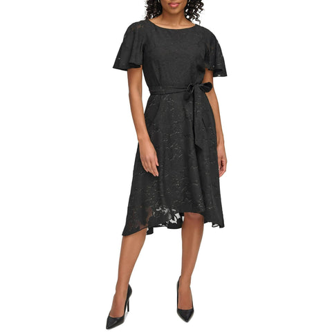 DKNY Women's Black Burnout Midi Dress | DKNY In Lebanon