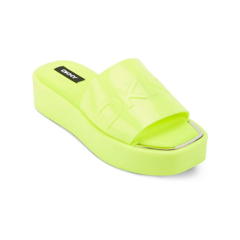 DKNY Women's Lime Green Laren Platform Slide Slip On Logo Slide Slippers | DKNY In Lebanon