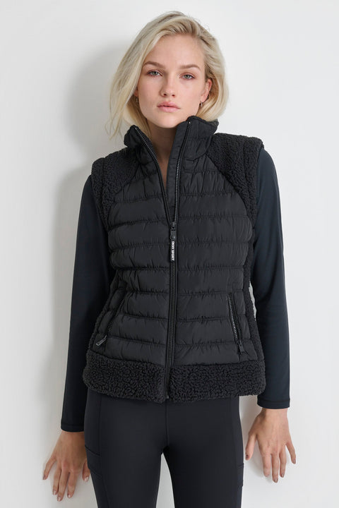 DKNY Sport Women's Black Mock Neck Hooded Puffer Vest  | DKNY In Lebanon