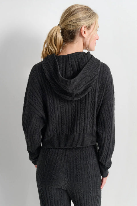 Dkny Women's Black Cable Knit Lounge Hoodies | Dkny in Lebanon