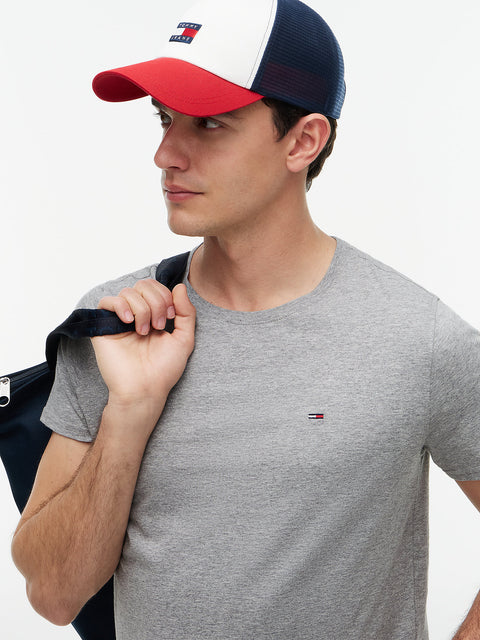 Tommy Hilfiger Men's Gray Tommy Flag Extra Slim Jersey T-Shirt | Tommy Hilfiger in Lebanon